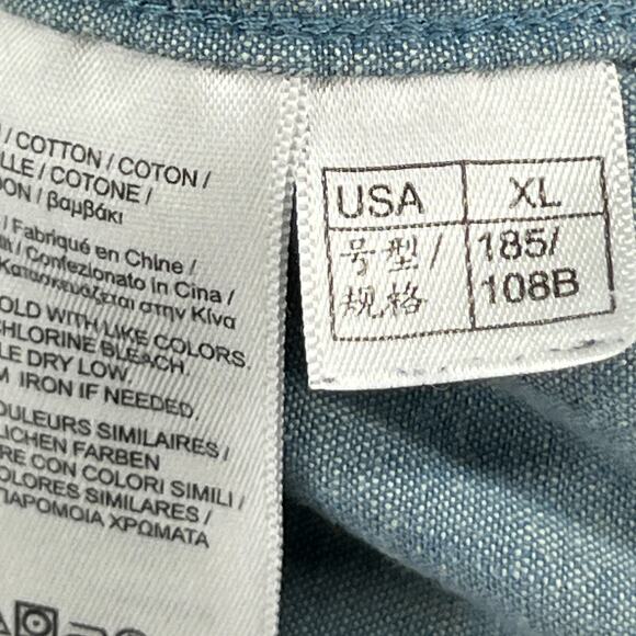 BROOKS BROTHERS Shirt Mens XL Red Fleece Chambray Long Sleeve Button Up Blue - Picture 13 of 16